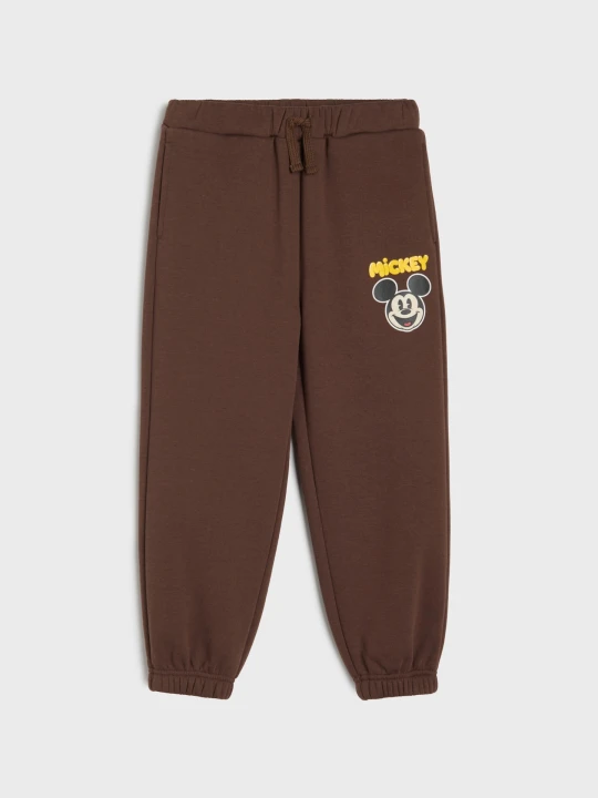 Zdjęcie produktu Sinsay - Ocieplane spodnie dresowe jogger oversize Mickey Mouse - brązowy