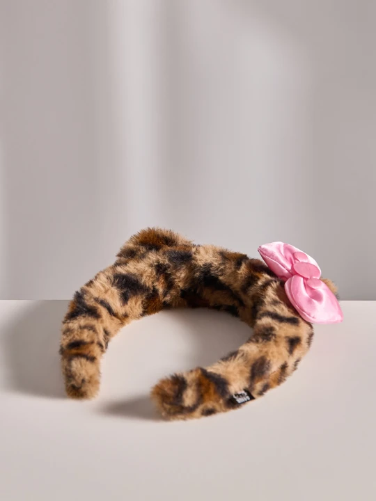Zdjęcie produktu Sinsay - Opaska na głowę z futrzanym wykończeniem w panterkę Hello Kitty - brązowy