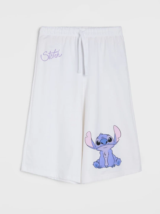 Zdjęcie produktu Sinsay - Oversizowe szorty bermudy Stitch - kremowy