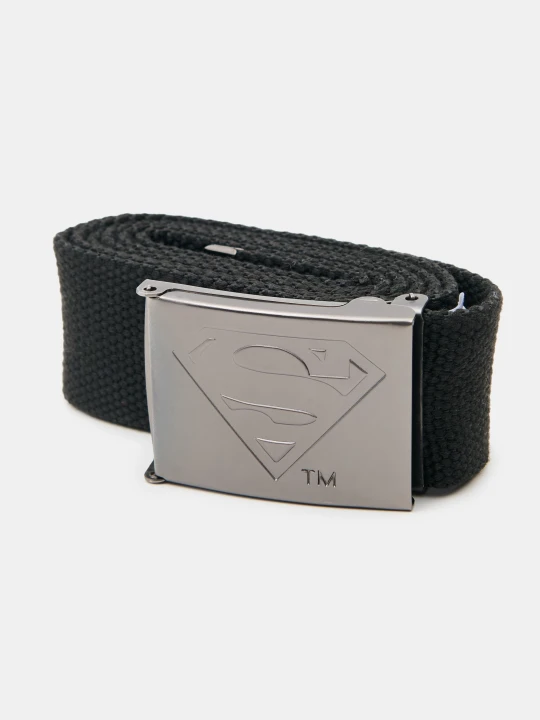 Zdjęcie produktu Sinsay - Parciany pasek do spodni z metalową klamrą Superman - czarny
