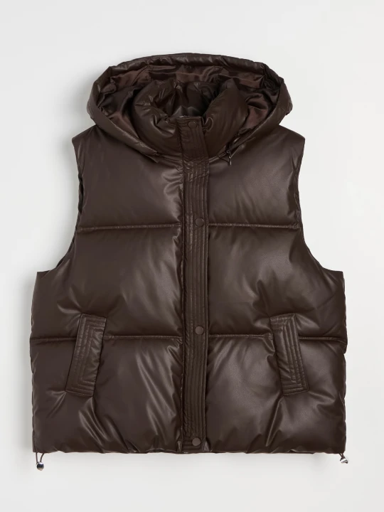 Zdjęcie produktu Sinsay - Pikowana kamizelka puffer z kapturem - brązowy