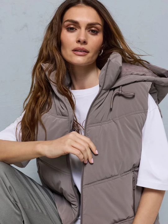 Zdjęcie produktu Sinsay - Pikowana kamizelka puffer z kapturem - fioletowy