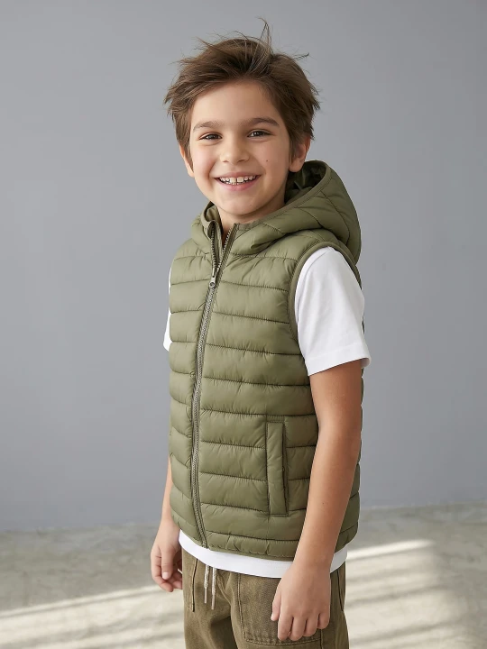 Zdjęcie produktu Sinsay - Pikowana kamizelka puffer z kapturem - khaki