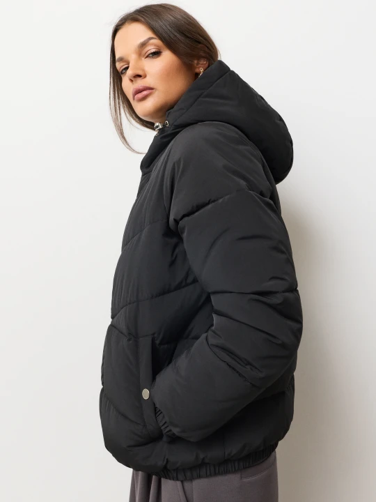 Zdjęcie produktu Sinsay - Pikowana kurtka puffer z kapturem - czarny
