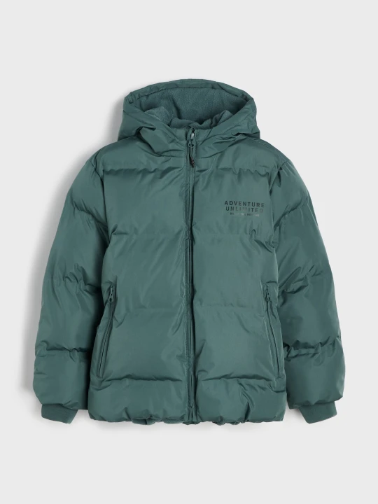Zdjęcie produktu Sinsay - Pikowana kurtka puffer z kapturem - green spruce