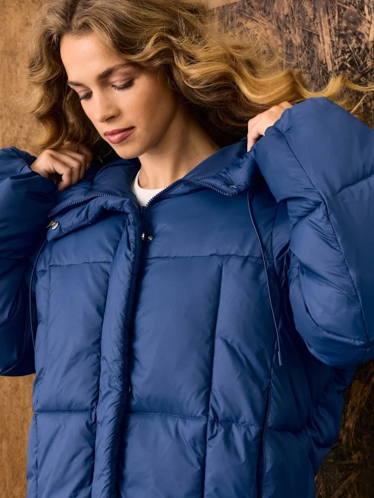 Zdjęcie produktu Sinsay - Pikowana kurtka puffer z kapturem i ściągaczami - niebieski