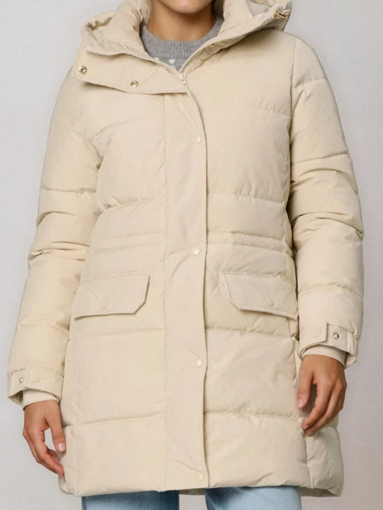 Zdjęcie produktu Sinsay - Pikowana kurtka puffer z kapturem - kremowy