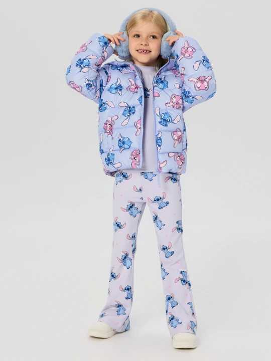 Zdjęcie produktu Sinsay - Pikowana kurtka puffer z kapturem Lilo & Stitch - błękitny