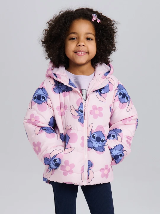 Zdjęcie produktu Sinsay - Pikowana kurtka puffer z kapturem Stitch - różowy
