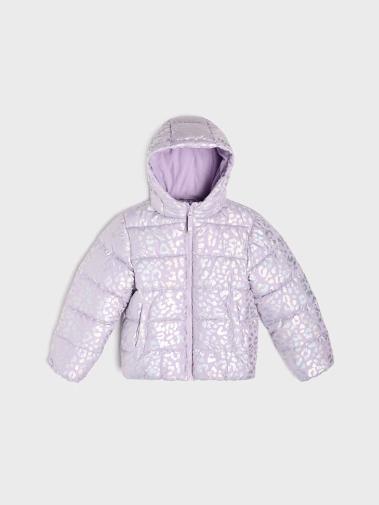 Zdjęcie produktu Sinsay - Pikowana kurtka puffer z kapturem w panterkę - fioletowy