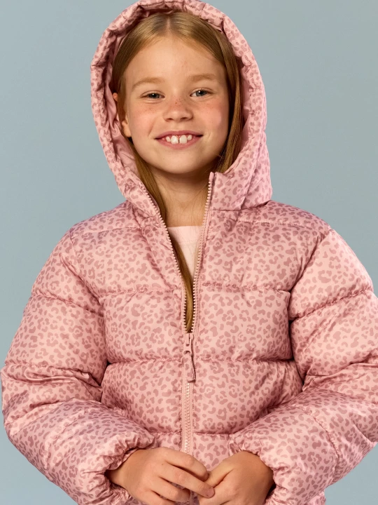 Zdjęcie produktu Sinsay - Pikowana kurtka puffer z kapturem w panterkę - kremowy