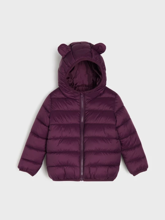 Zdjęcie produktu Sinsay - Pikowana kurtka puffer z kapturem z elementami 3D - bordowy