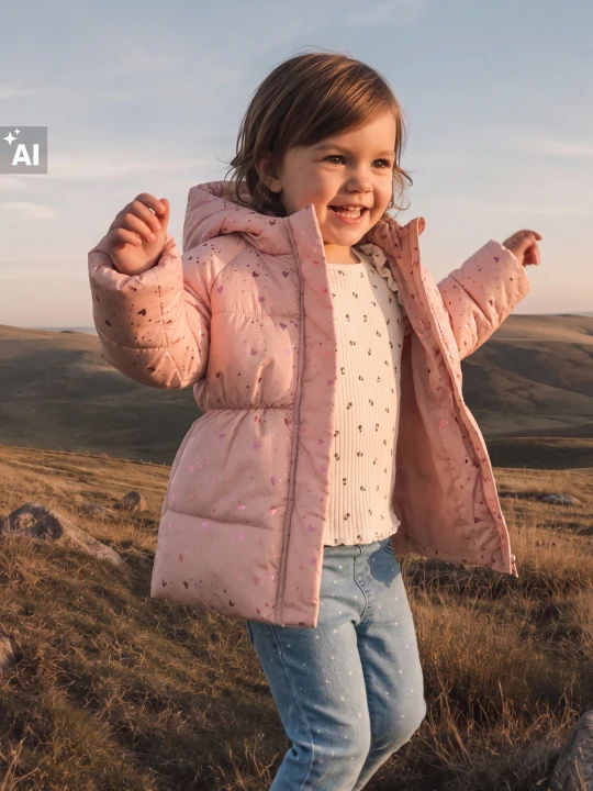 Zdjęcie produktu Sinsay - Pikowana kurtka puffer z kapturem z motywem serc - różowy