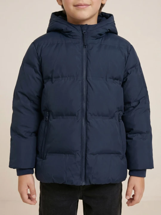 Zdjęcie produktu Sinsay - Pikowana kurtka puffer z kapturem z odblaskowymi elementami - granatowy