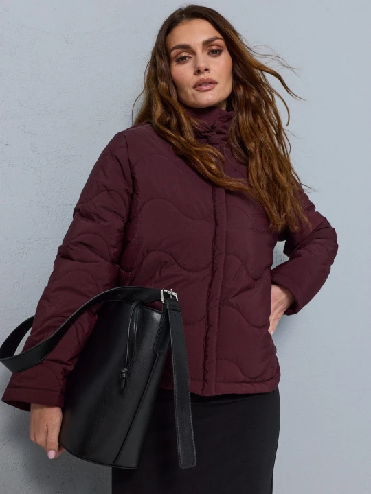 Zdjęcie produktu Sinsay - Pikowana kurtka puffer ze stójką - bordowy