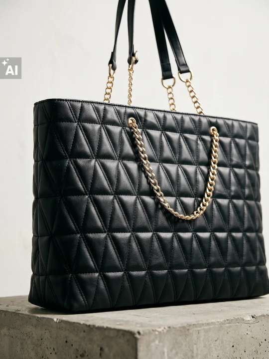 Zdjęcie produktu Sinsay - Pikowana torba shopper - czarny