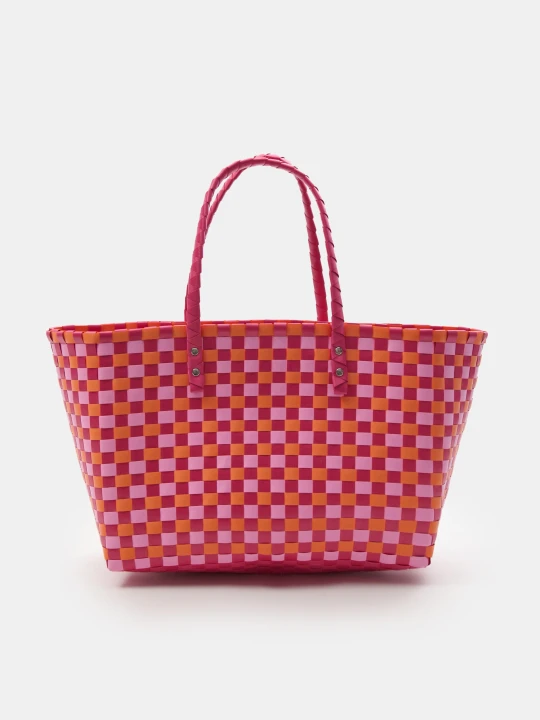 Zdjęcie produktu Sinsay - Pleciona torba shopper w kratkę - wielobarwny