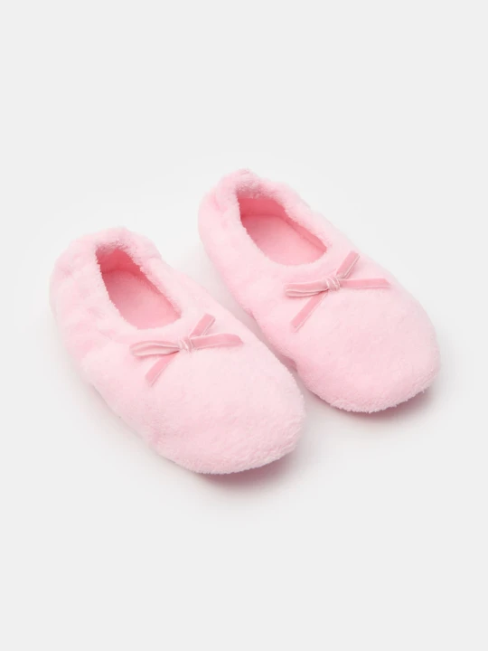 Zdjęcie produktu Sinsay - Pluszowe kapcie slip-on z kokardkami - różowy