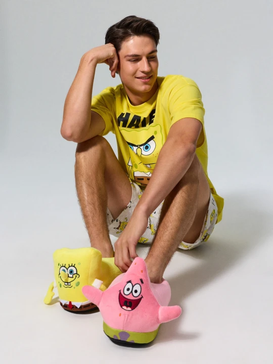 Zdjęcie produktu Sinsay - Pluszowe kapcie z elementami 3D SpongeBob - wielobarwny