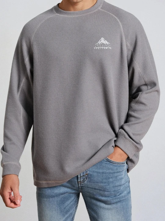 Zdjęcie produktu Sinsay - Prążkowana bluza crewneck - szary