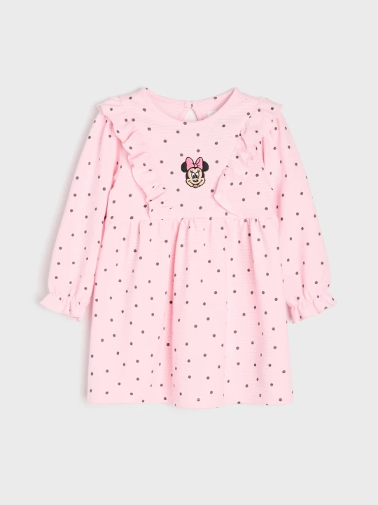 Zdjęcie produktu Sinsay - Prążkowana sukienka z bawełną i haftem Minnie Mouse - różowy
