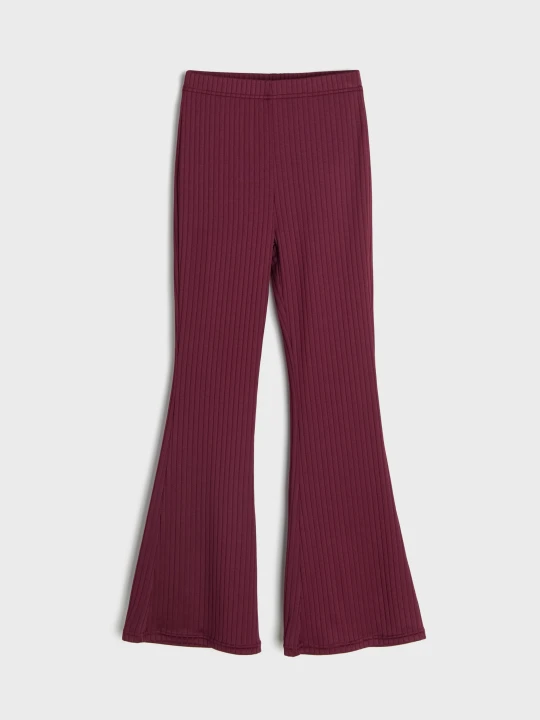 Zdjęcie produktu Sinsay - Prążkowane legginsy flare - bordowy