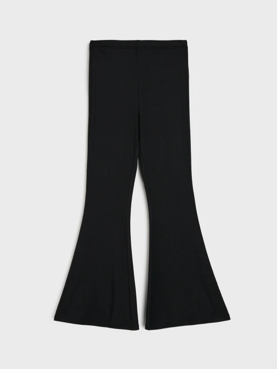 Zdjęcie produktu Sinsay - Prążkowane legginsy flare - czarny