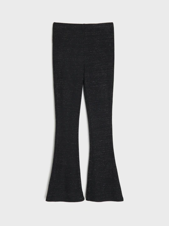 Zdjęcie produktu Sinsay - Prążkowane legginsy flare - czarny