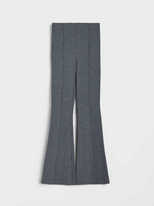 Zdjęcie produktu Sinsay - Prążkowane legginsy flare - szary