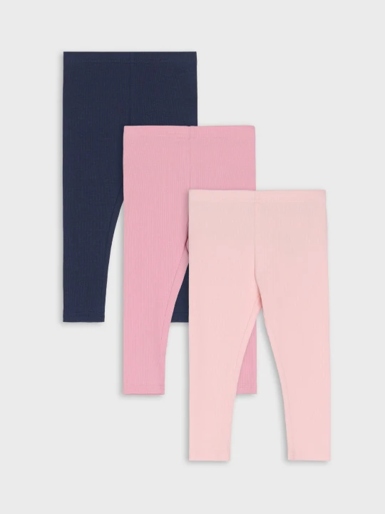 Zdjęcie produktu Sinsay - Prążkowane legginsy w stylu basic 3 pack - różowy