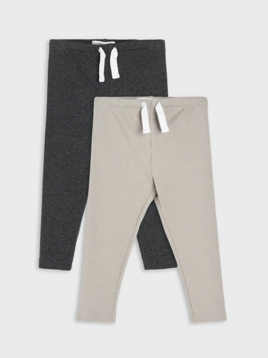 Zdjęcie produktu Sinsay - Prążkowane legginsy z bawełną 2 pack - szary