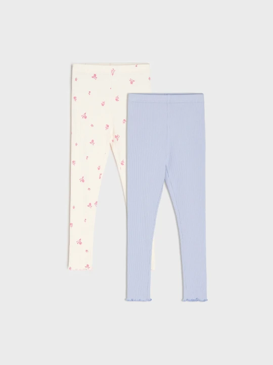 Zdjęcie produktu Sinsay - Prążkowane legginsy z motywem kwiatowym 2 pack - wielobarwny