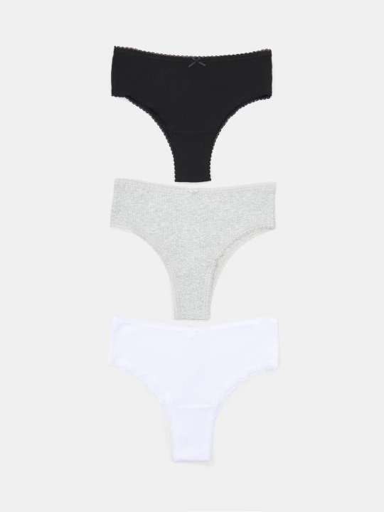 Zdjęcie produktu Sinsay - Prążkowane majtki brazyliany 3 pack - wielobarwny
