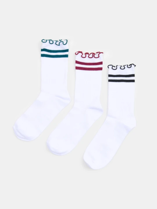 Zdjęcie produktu Sinsay - Prążkowane skarpetki z bawełną 3 pack - biały