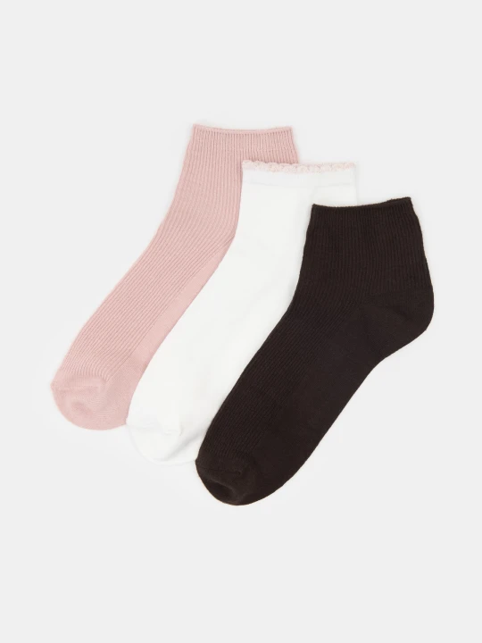 Zdjęcie produktu Sinsay - Prążkowane skarpetki z bawełną 3 pack - wielobarwny