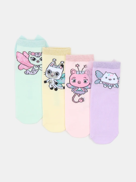 Zdjęcie produktu Sinsay - Prążkowane skarpetki z ozdobnymi kokardkami 4 pack Gabby's Dollhouse - wielobarwny
