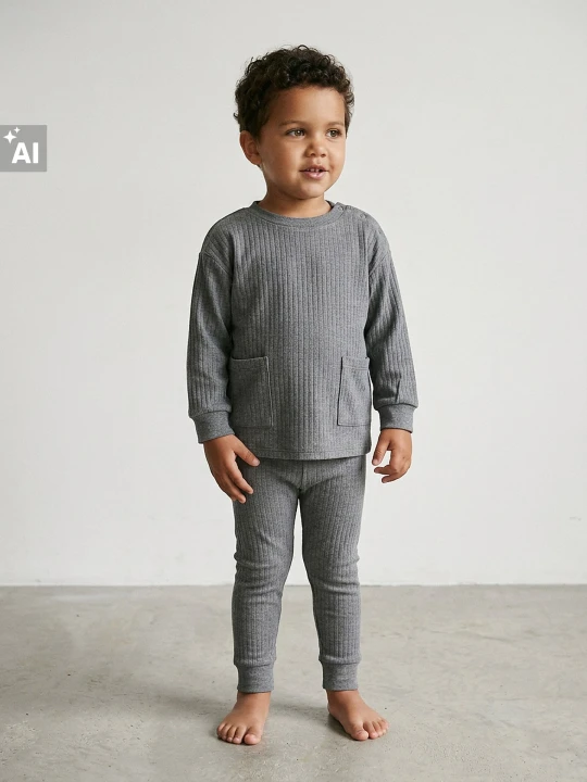 Zdjęcie produktu Sinsay - Prążkowany komplet: bluza z kieszeniami i legginsy - szary
