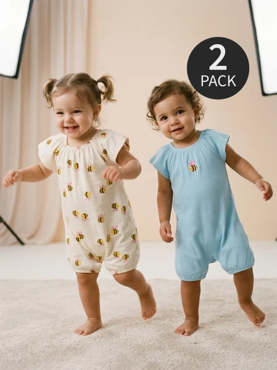 Zdjęcie produktu Sinsay - Rampersy z miękkiej, prążkowanej dzianiny 2 pack - kremowy