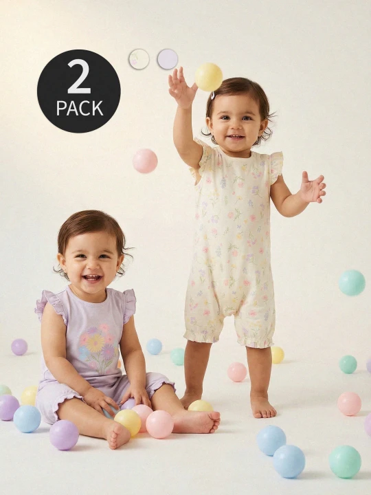 Zdjęcie produktu Sinsay - Rampersy z motywem kwiatów 2 pack - kremowy