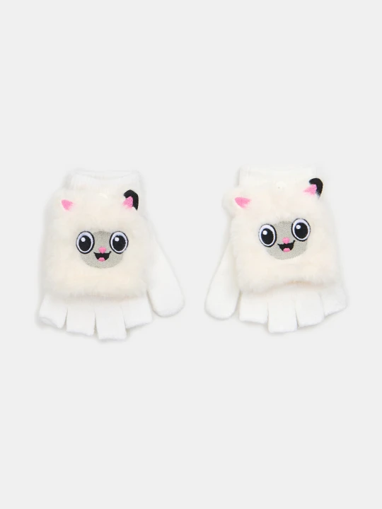 Zdjęcie produktu Sinsay - Rękawiczki mitenki z nakładką kotek Gabby's Dollhouse - biały