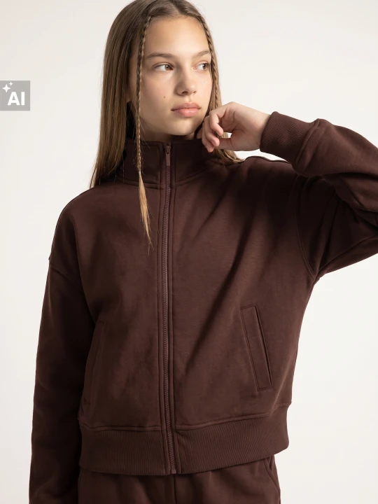 Zdjęcie produktu Sinsay - Rozpinana bluza bomber z bawełną - brązowy