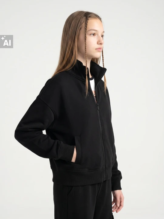 Zdjęcie produktu Sinsay - Rozpinana bluza bomber z bawełną - czarny