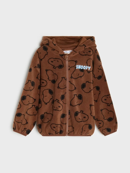 Zdjęcie produktu Sinsay - Rozpinana bluza polarowa z kapturem Snoopy - brązowy