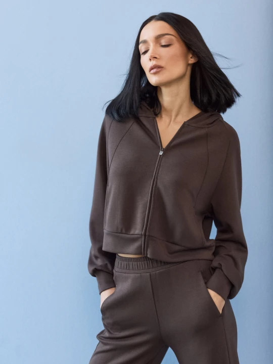 Zdjęcie produktu Sinsay - Rozpinana bluza z domieszką wiskozy i kieszeniami - brązowy