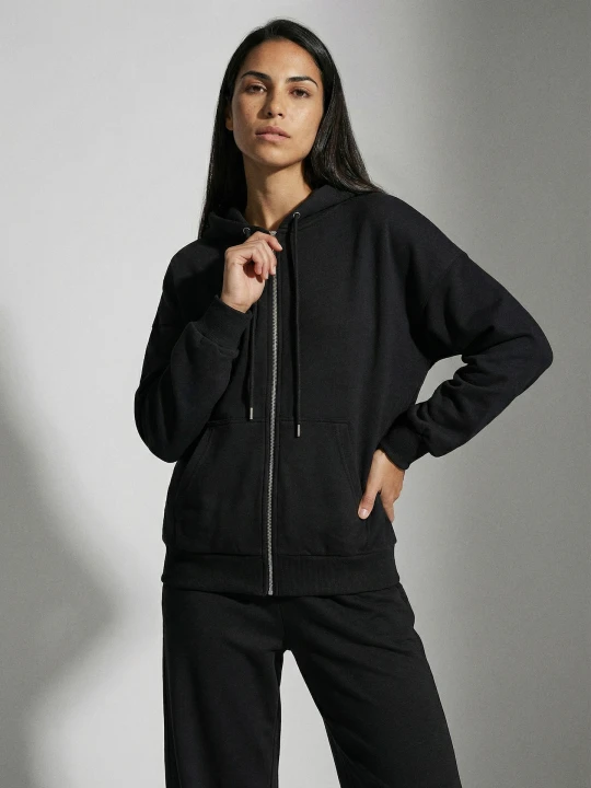 Zdjęcie produktu Sinsay - Rozpinana bluza z kapturem basic - czarny