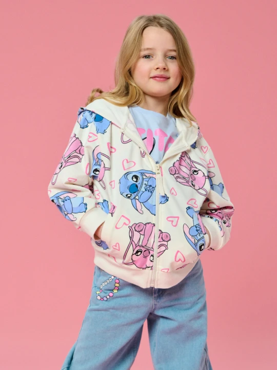 Zdjęcie produktu Sinsay - Rozpinana bluza z kapturem Lilo & Stitch - kremowy