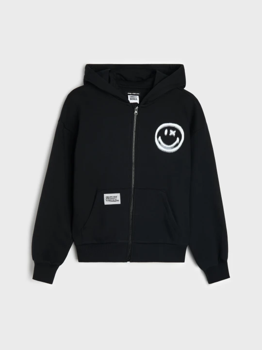 Zdjęcie produktu Sinsay - Rozpinana bluza z kapturem SmileyWorld® - czarny