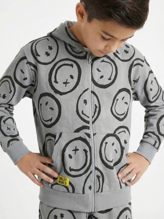 Zdjęcie produktu Sinsay - Rozpinana bluza z kapturem SmileyWorld® - szary
