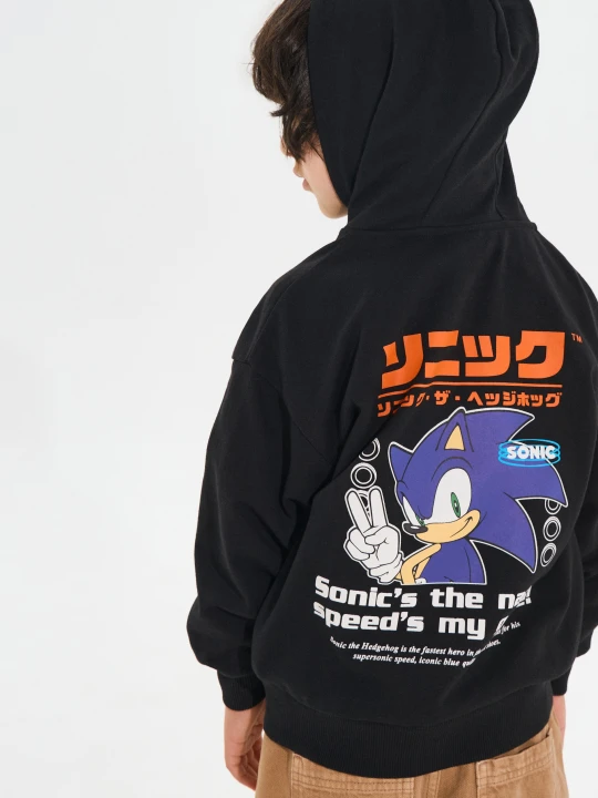Zdjęcie produktu Sinsay - Rozpinana bluza z kapturem Sonic the Hedgehog - czarny