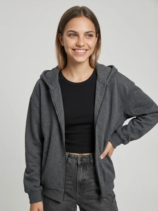 Zdjęcie produktu Sinsay - Rozpinana bluza z kapturem - szary
